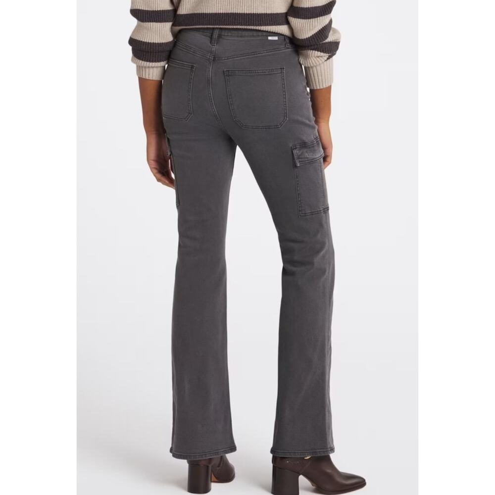 Daze Go Getter Cargo Jeans Roadtrip Grey Size 27 High Rise Flare Y2K Streetwear - Picture 3 of 15